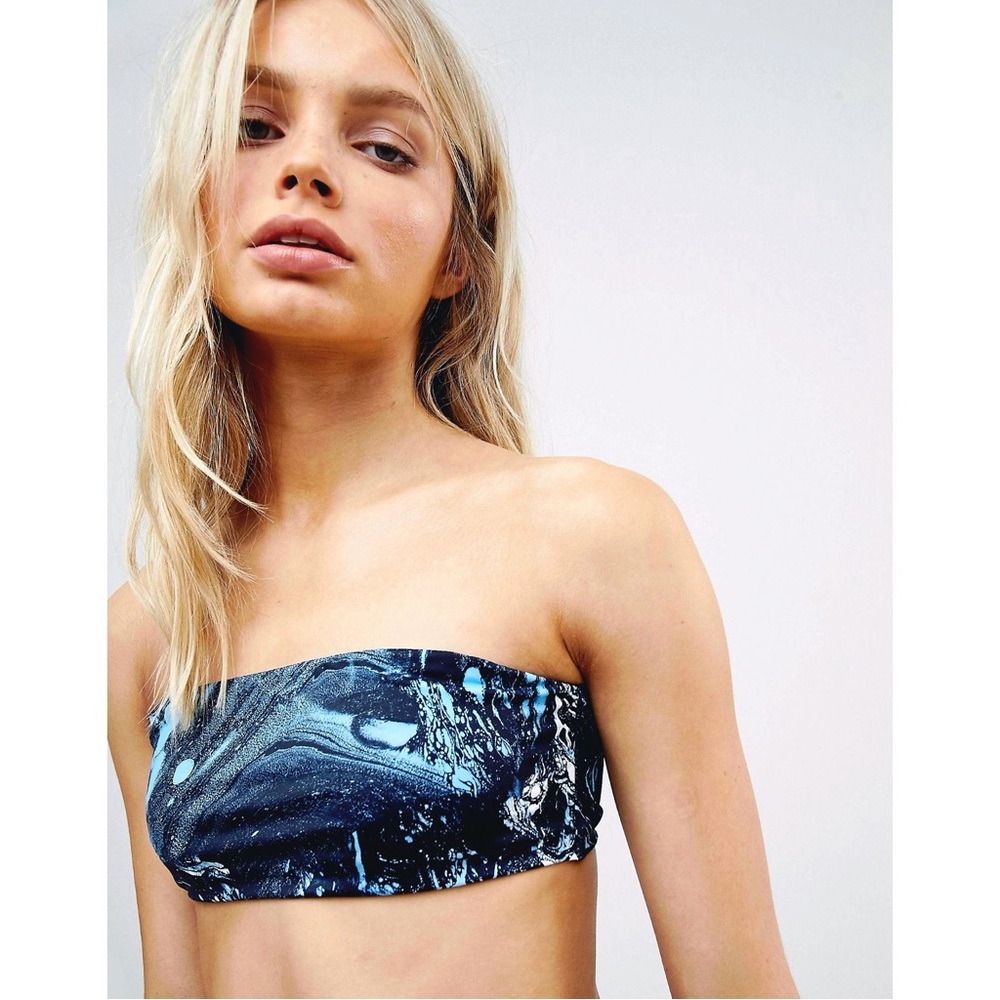 Weekday Marble Tie Dye Bandeau Bikini Top
